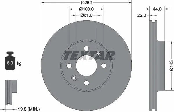 Textar Front Coated Brake Disc Pro Vented 92064803 262mm - image 4