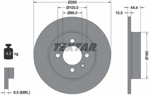 Textar Rear Brake Disc Pro Solid 92064903 265mm - image 4