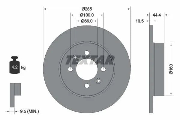 Textar Rear Brake Disc Pro Solid 92064903 265mm - image 3
