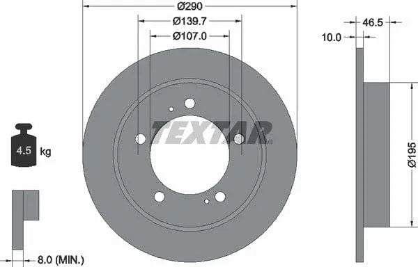 Textar Front Coated Brake Disc Pro Solid 92066003 290mm - image 4