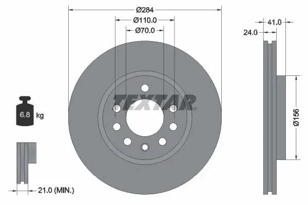 Textar Front Brake Disc Vented 92066200 284mm - image 3