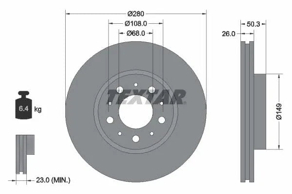 Textar Front Coated Brake Disc Pro Vented 92066703 280mm - image 3