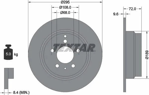 Textar Rear Brake Disc Pro Solid 92066803 295mm - image 4