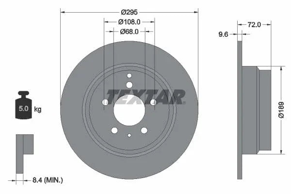 Textar Rear Brake Disc Pro Solid 92066803 295mm - image 3