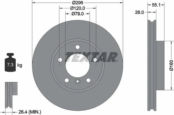 Textar Front Brake Disc Vented 92067400 296mm - image 4