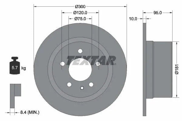 Textar Rear Brake Disc Solid 92067500 300mm - image 3
