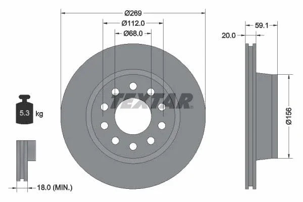 Textar Rear Brake Disc Vented 92068400 269mm - image 3