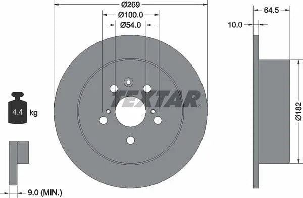 Textar Rear Brake Disc Solid 92070800 269mm - image 4