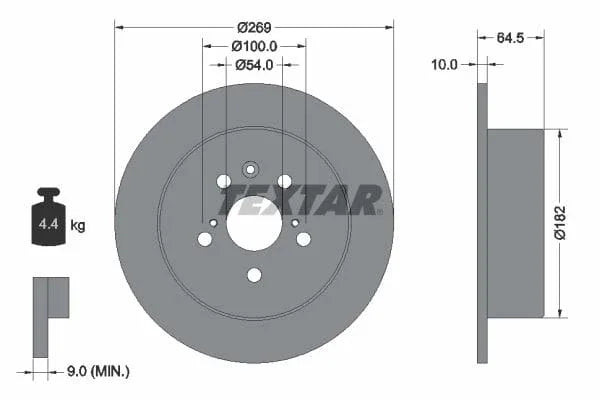 Textar Rear Brake Disc Solid 92070800 269mm - image 3