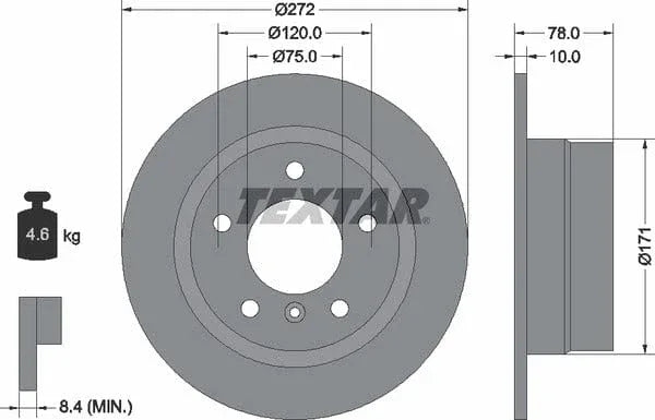 Textar Rear Brake Disc Pro Solid 92072303 272mm - image 4