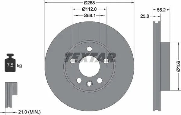 Textar Front Coated Brake Disc Pro Vented 92074203 288mm - image 4