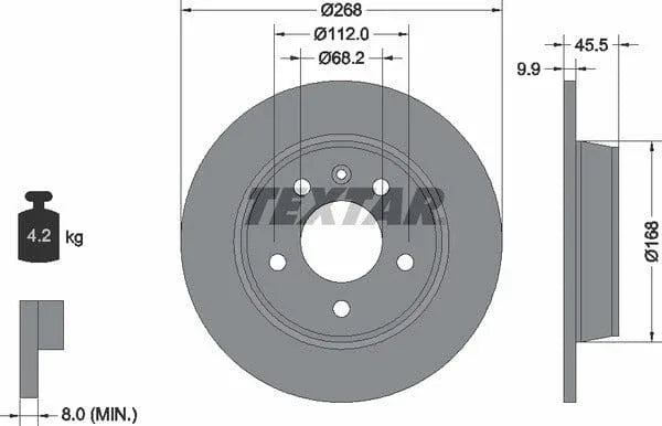 Textar Rear Brake Disc Pro Solid 92074303 268mm - image 4