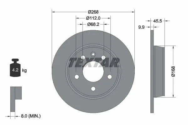 Textar Rear Brake Disc Pro Solid 92074303 268mm - image 3