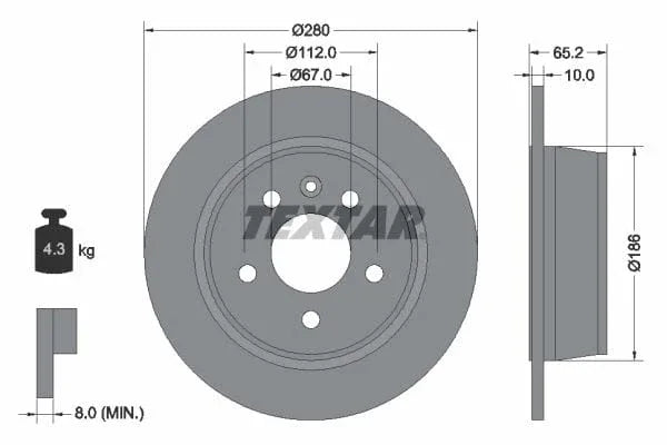 Textar Rear Brake Disc Pro Solid 92074503 280mm - image 3