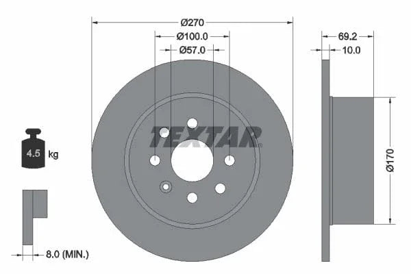 Textar Rear Brake Disc Pro Solid 92075503 270mm - image 3