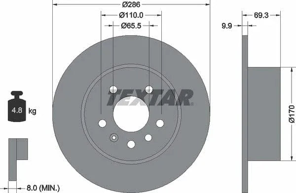 Textar Rear Brake Disc Pro Solid 92075703 286mm - image 4
