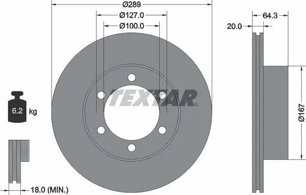 Textar Front Brake Disc Vented 92076300 289mm - image 4