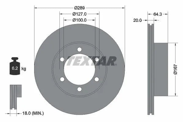 Textar Front Brake Disc Vented 92076300 289mm - image 3