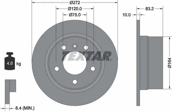 Textar Rear Brake Disc Pro Solid 92076703 272mm - image 4