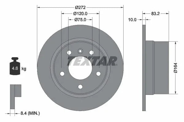 Textar Rear Brake Disc Pro Solid 92076703 272mm - image 3
