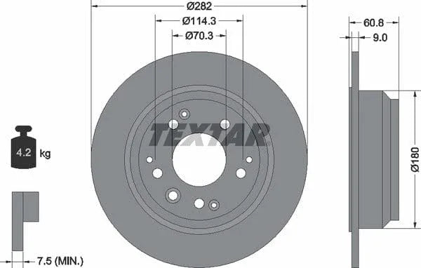 Textar Rear Brake Disc Solid 92078400 282mm - image 4