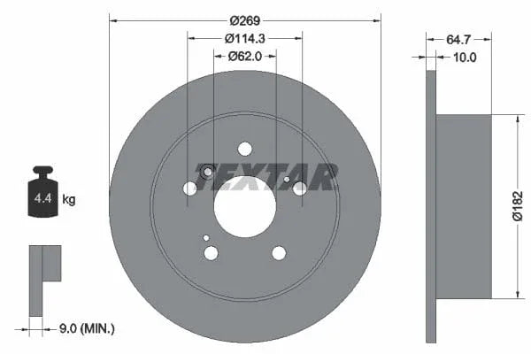 Textar Rear Brake Disc Solid 92079300 269mm - image 3