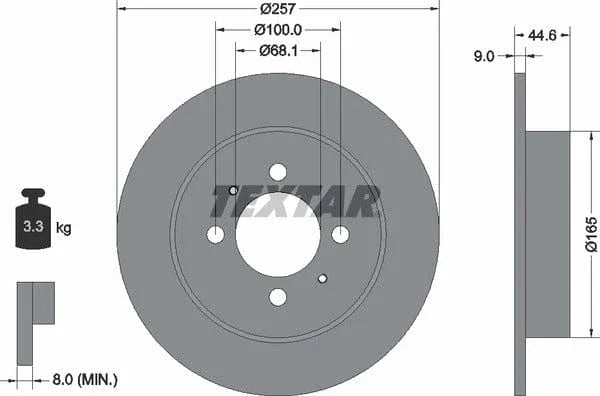 Textar Rear Brake Disc Solid 92079900 257mm - image 4