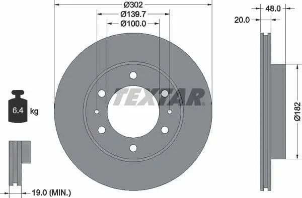 Textar Front Brake Disc Vented 92080400 302mm - image 4