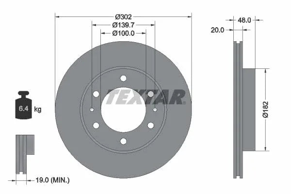 Textar Front Brake Disc Vented 92080400 302mm - image 3