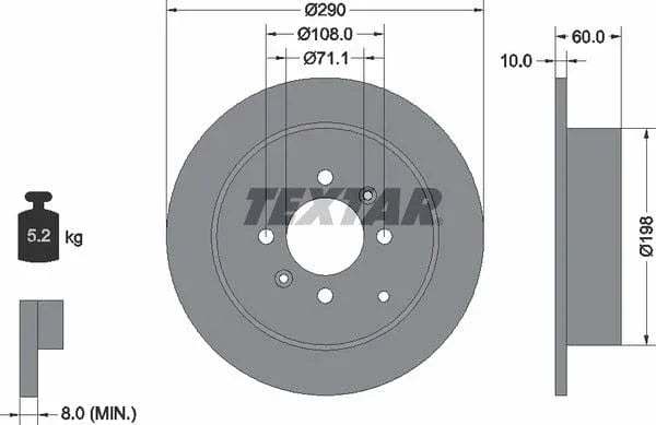 Textar Rear Brake Disc Pro Solid 92080703 290mm - image 4