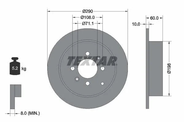 Textar Rear Brake Disc Pro Solid 92080703 290mm - image 3