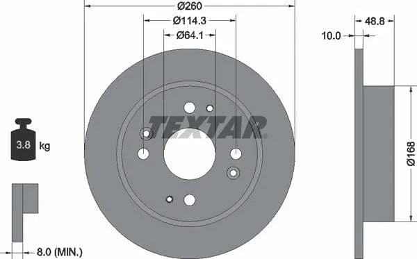 Textar Rear Brake Disc Solid 92081700 260mm - image 4