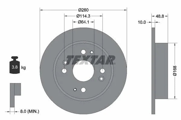 Textar Rear Brake Disc Solid 92081700 260mm - image 3