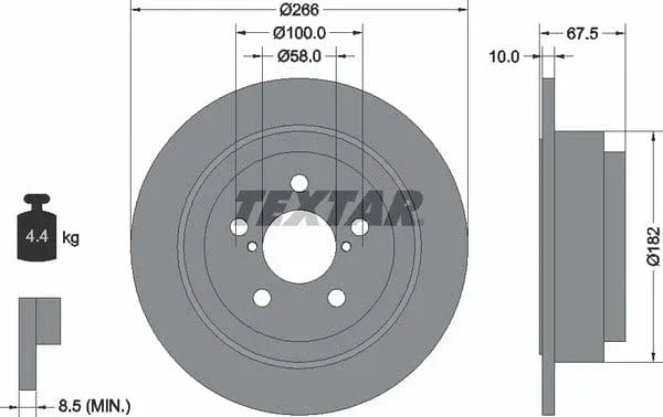 Textar Rear Brake Disc Solid 92082000 266mm - image 4