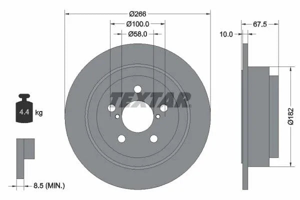 Textar Rear Brake Disc Solid 92082000 266mm - image 3
