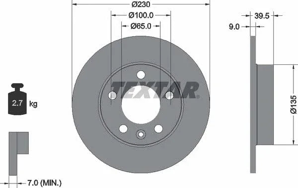 Textar Rear Brake Disc Pro Solid 92082503 230mm - image 4