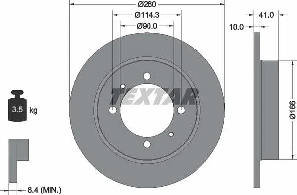 Textar Rear Brake Disc Pro Solid 92083003 260mm - image 4