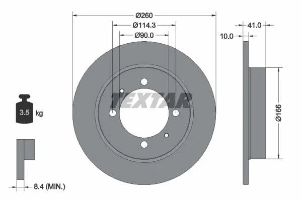 Textar Rear Brake Disc Pro Solid 92083003 260mm - image 3