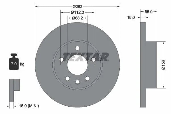Textar Front Coated Brake Disc Pro Solid 92083703 282mm - image 3