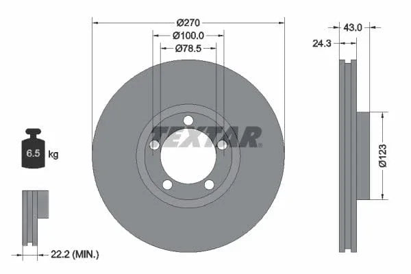 Textar Front Brake Disc Vented 92088200 270mm - image 3