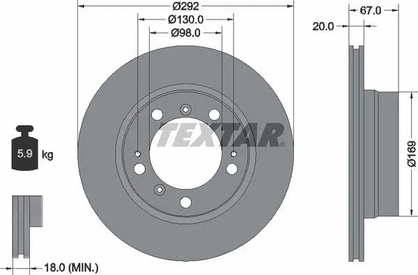 Textar Rear Brake Disc Pro+ Vented 92088907 292mm - image 4