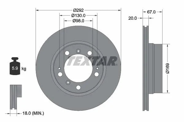 Textar Rear Brake Disc Pro+ Vented 92088907 292mm - image 3