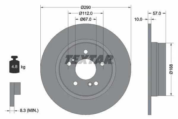 Textar Rear Brake Disc Solid 92089000 290mm - image 3