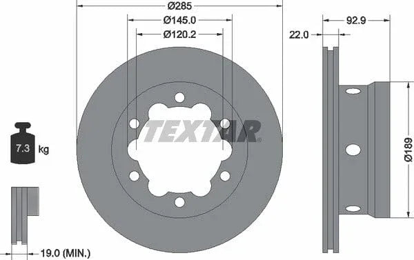 Textar Rear Brake Disc Pro Vented 92089803 285mm - image 4