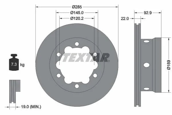 Textar Rear Brake Disc Pro Vented 92089803 285mm - image 3