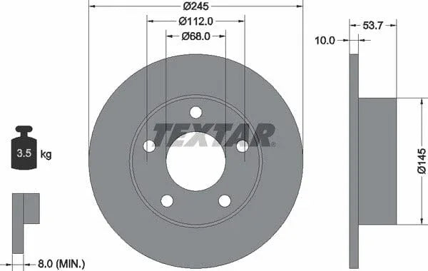 Textar Rear Brake Disc Pro Solid 92090803 245mm - image 4