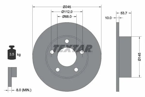 Textar Rear Brake Disc Pro Solid 92090803 245mm - image 3