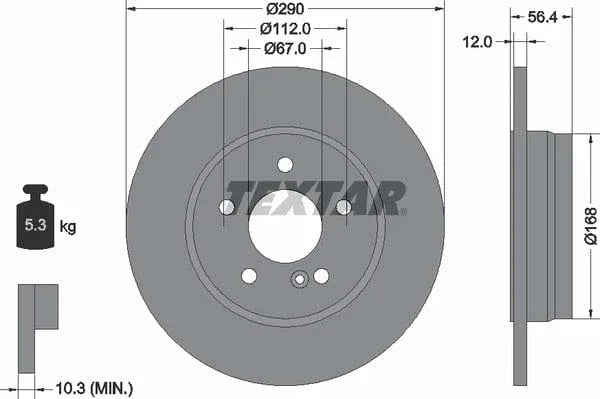Textar Rear Brake Disc Pro Solid 92091103 290mm - image 4