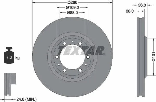 Textar Front Brake Disc Vented 92091400 280mm - image 4