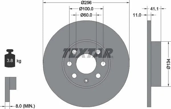 Textar Front Brake Disc Solid 92091700 256mm - image 4